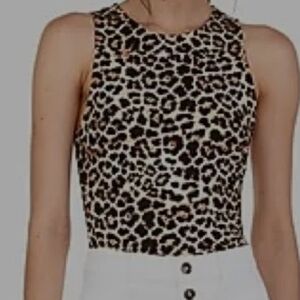 Express XS Sleeveless Wide Strap Animal Print Stretch Mobwife Fierce Tank
